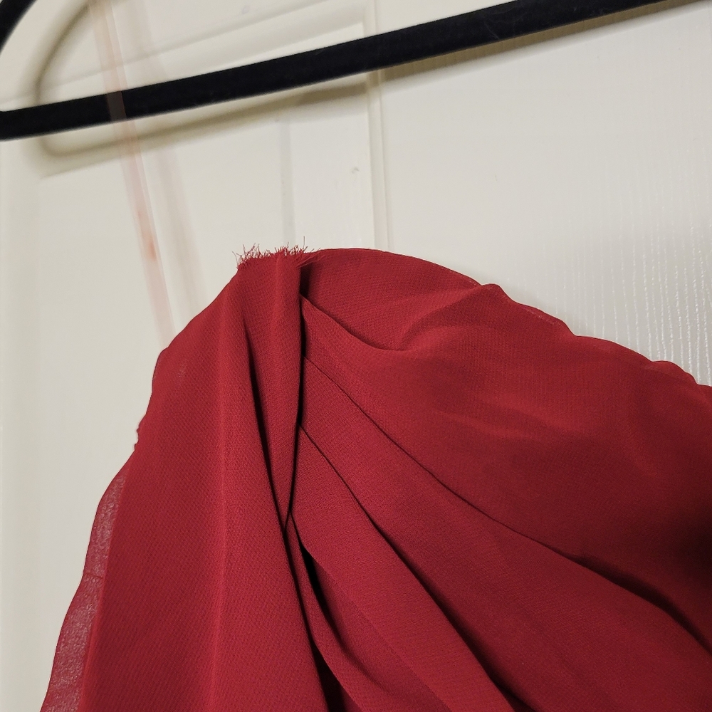 House of CB Carlotta Wine Ruched Draped Chiffon Dress - Picture 8 of 11